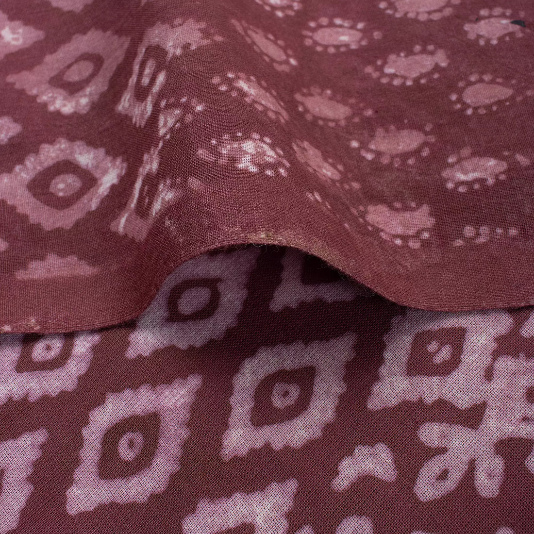 Brown Block Printed Cotton Kashish Fabric