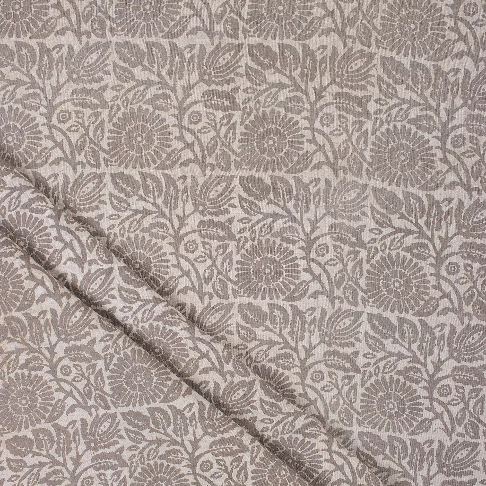 Brown Floral Kashish Cotton Dress Making Fabric
