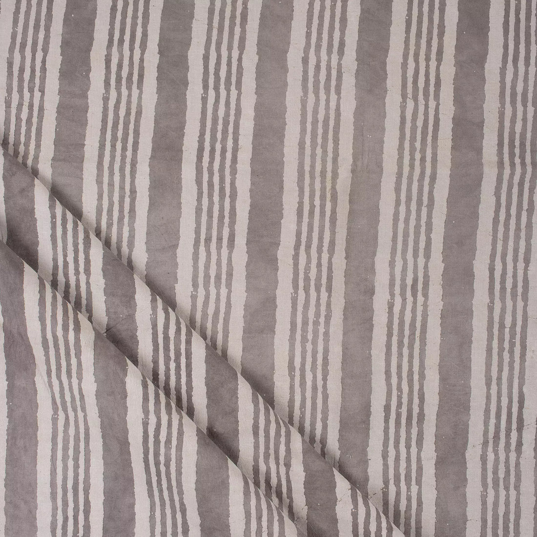 Kashish Gray Stripe Block Printed Indian Cotton Fabric