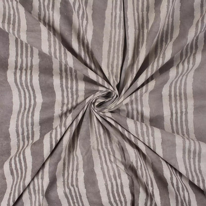 Kashish Gray Stripe Block Printed Indian Cotton Fabric