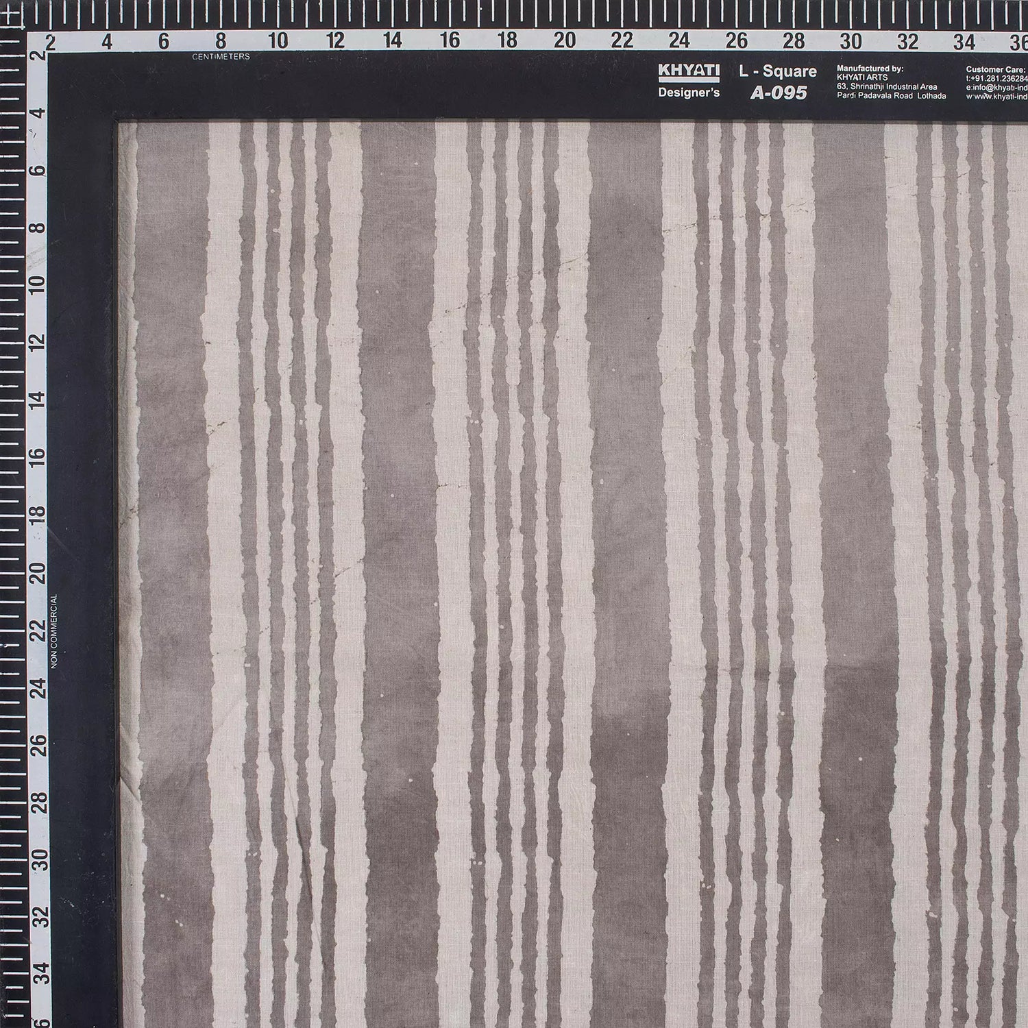 Kashish Gray Stripe Block Printed Indian Cotton Fabric