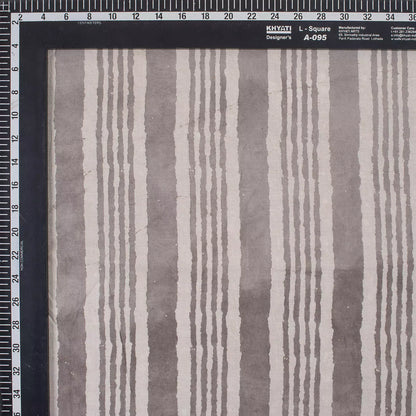 Kashish Gray Stripe Block Printed Indian Cotton Fabric