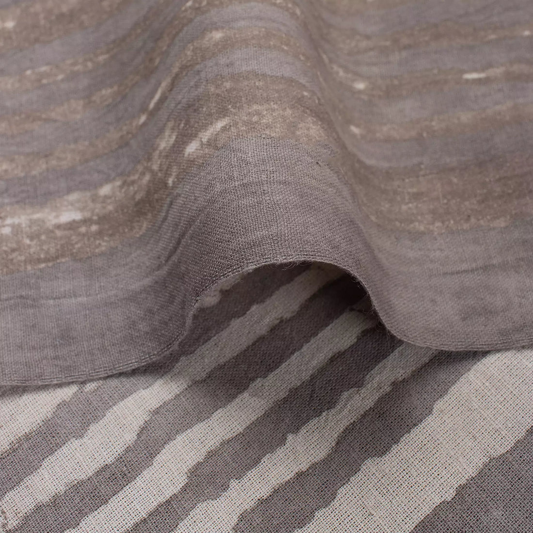 Kashish Gray Stripe Block Printed Indian Cotton Fabric