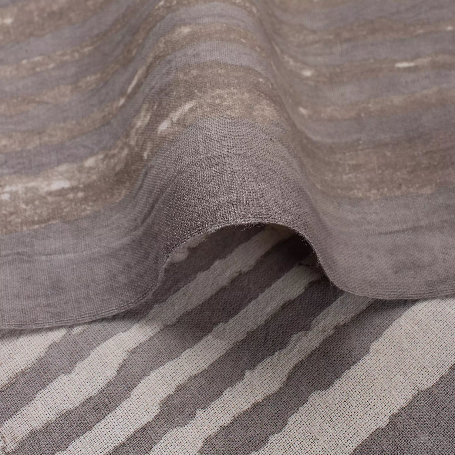 Kashish Gray Stripe Block Printed Indian Cotton Fabric