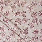 Red Leaf Block Printed Kashish Sewing Craft Fabric