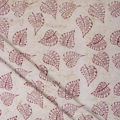 Red Leaf Block Printed Kashish Sewing Craft Fabric