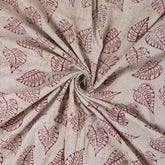 Red Leaf Block Printed Kashish Sewing Craft Fabric