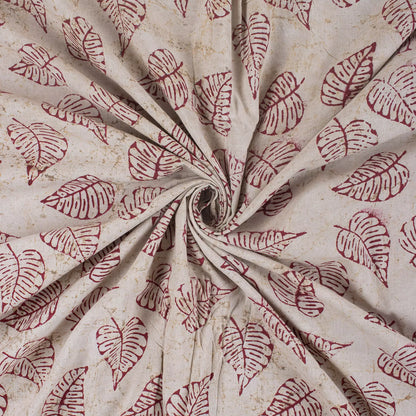 Red Leaf Block Printed Kashish Sewing Craft Fabric