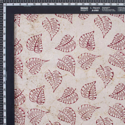 Red Leaf Block Printed Kashish Sewing Craft Fabric