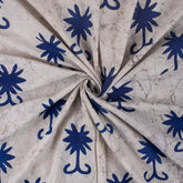 Blue Floral Block Printed Kashish Fabric for Clothing