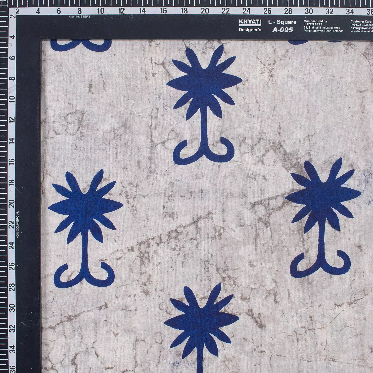 Blue Floral Block Printed Kashish Fabric for Clothing