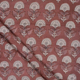 Handmade Brown Floral Cotton Kashish Fabric by Yard