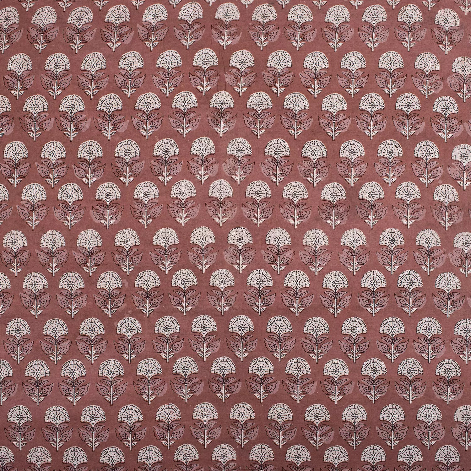 Handmade Brown Floral Cotton Kashish Fabric by Yard