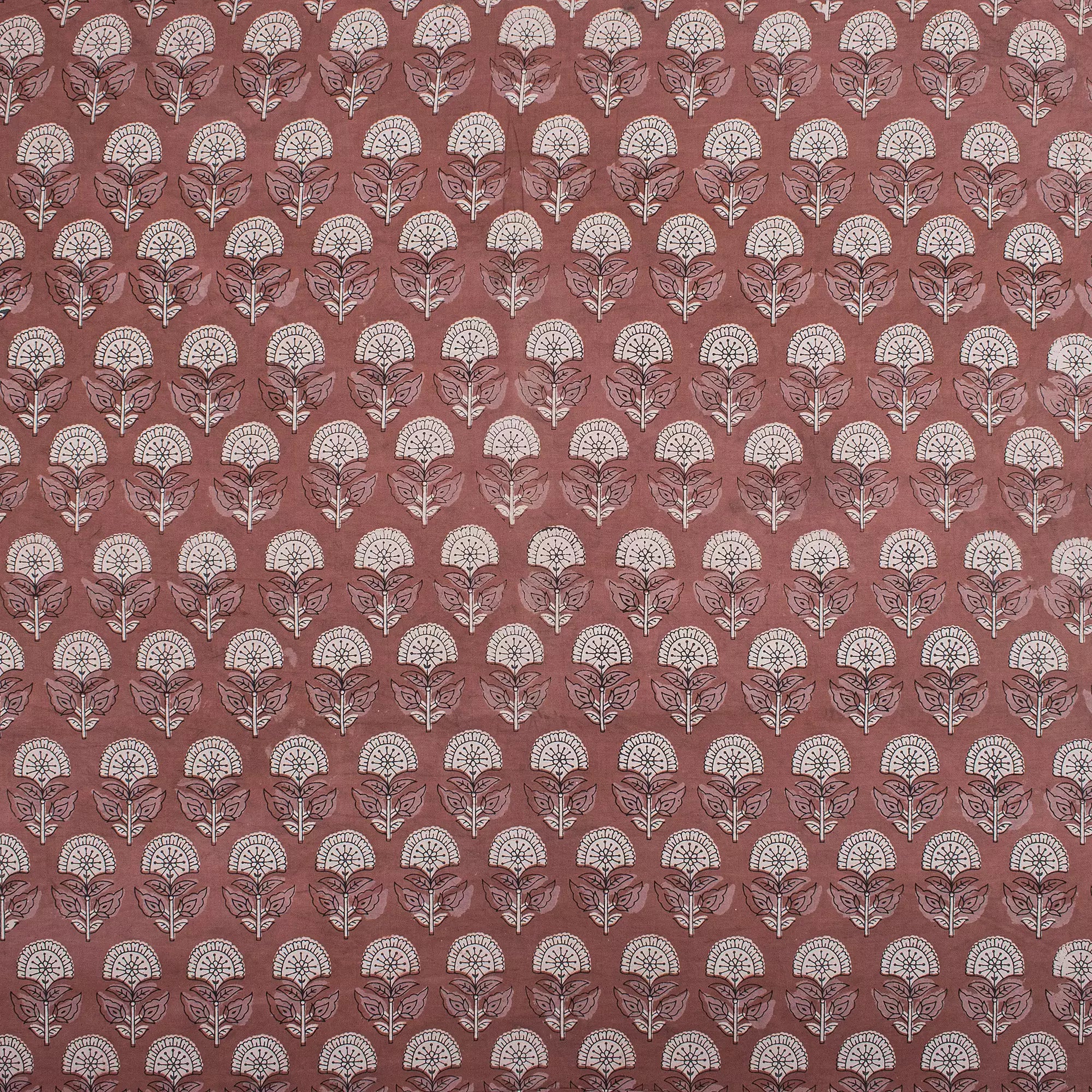 Handmade Brown Floral Cotton Kashish Fabric by Yard
