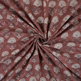 Handmade Brown Floral Cotton Kashish Fabric by Yard