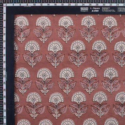 Handmade Brown Floral Cotton Kashish Fabric by Yard