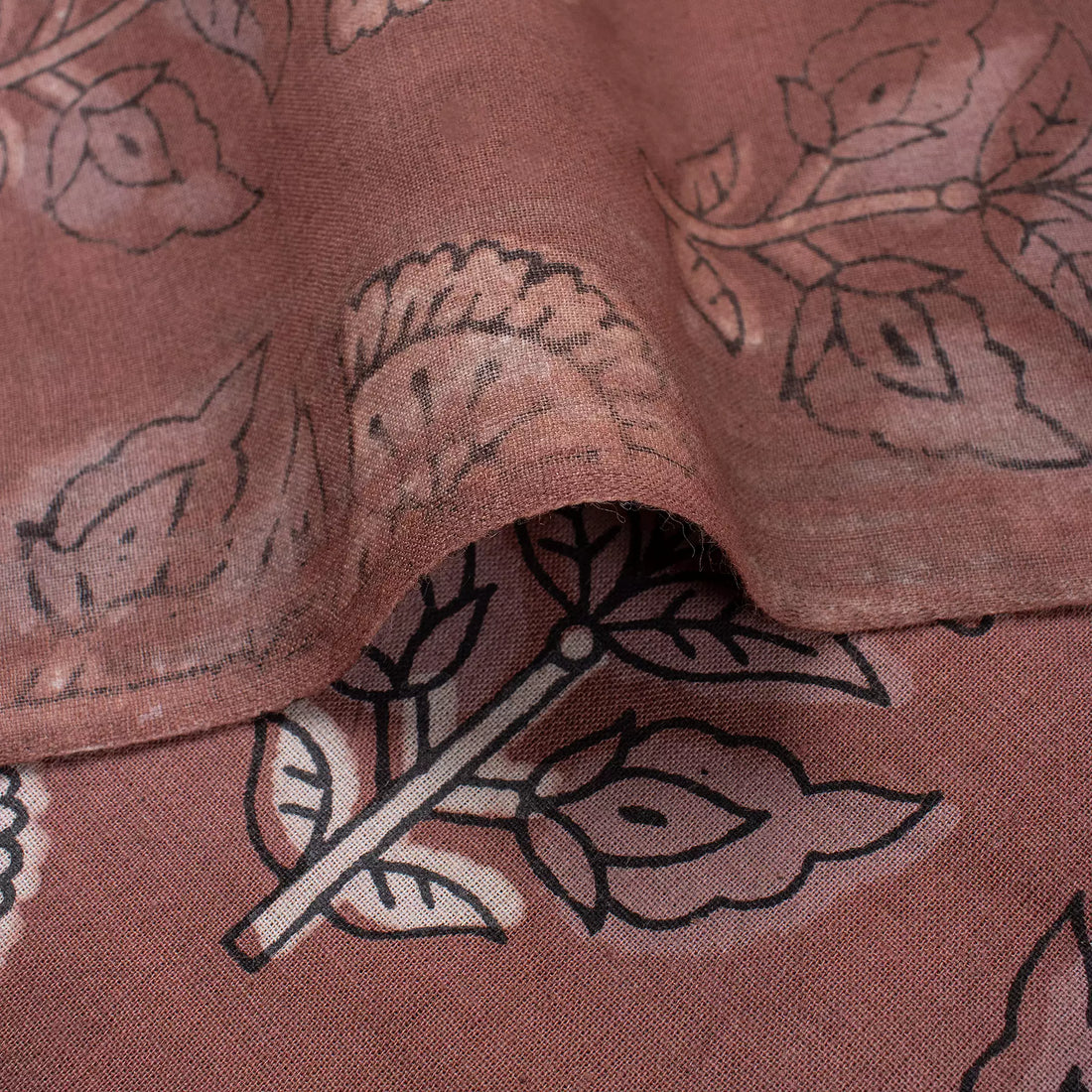 Handmade Brown Floral Cotton Kashish Fabric by Yard