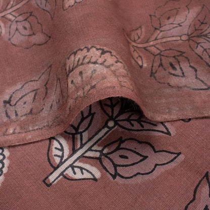 Handmade Brown Floral Cotton Kashish Fabric by Yard