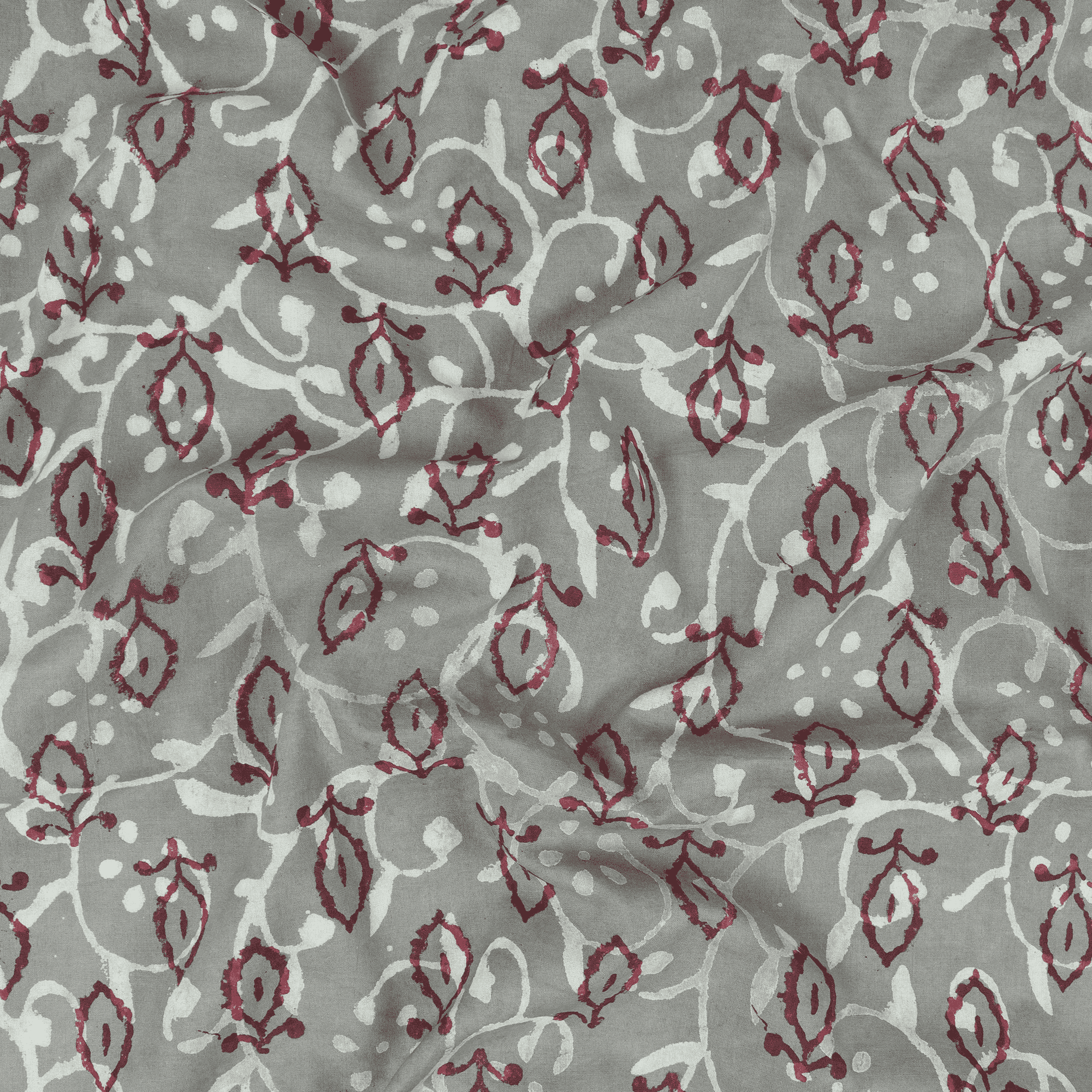 Kashish Red White Abstract Print Fabric