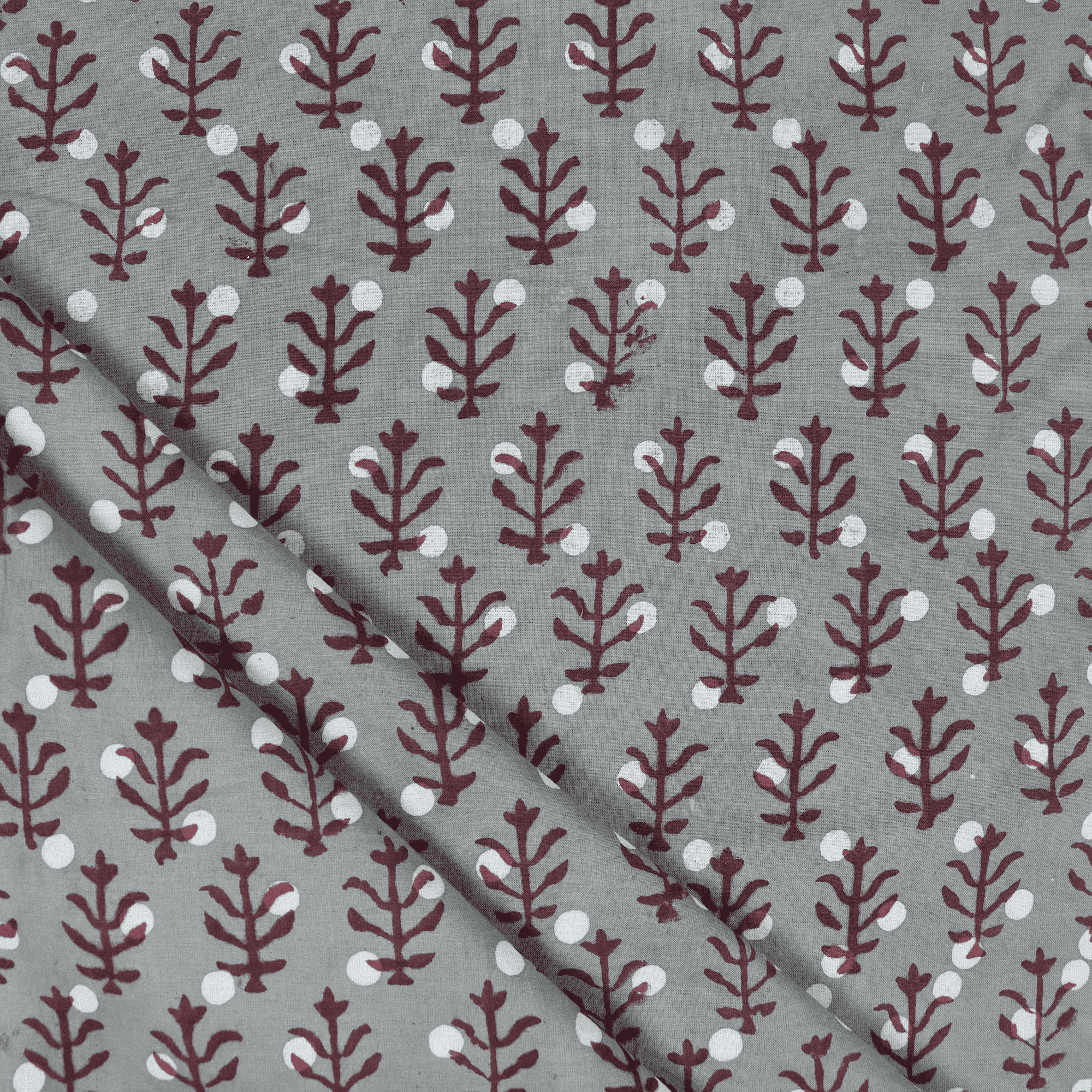 Red Leaf Cotton Abstract Print Fabric