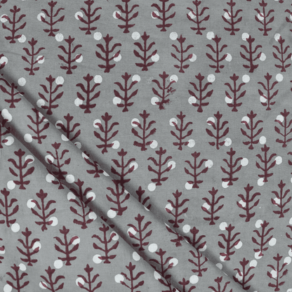 Red Leaf Cotton Abstract Print Fabric