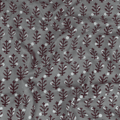 Red Leaf Cotton Abstract Print Fabric