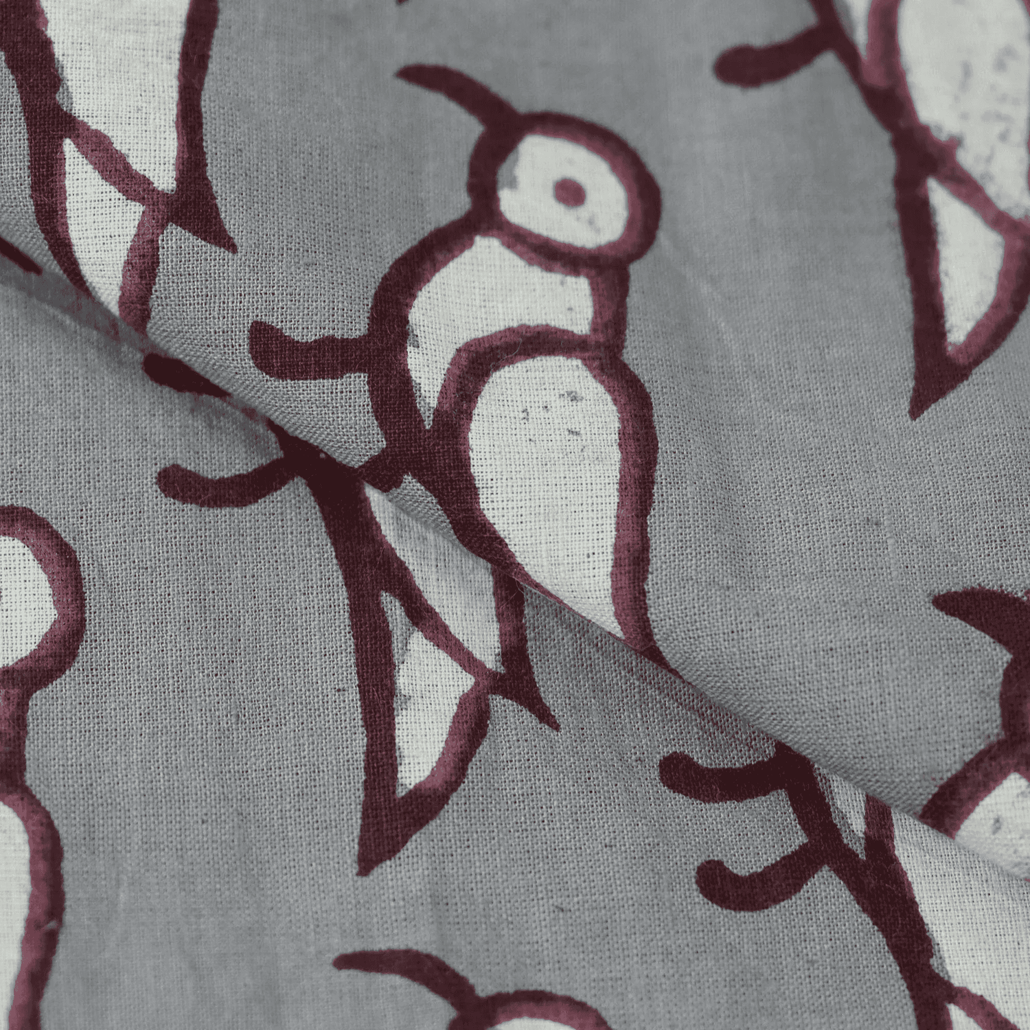 Kashish Red Bird Print Pure Cotton Fabric