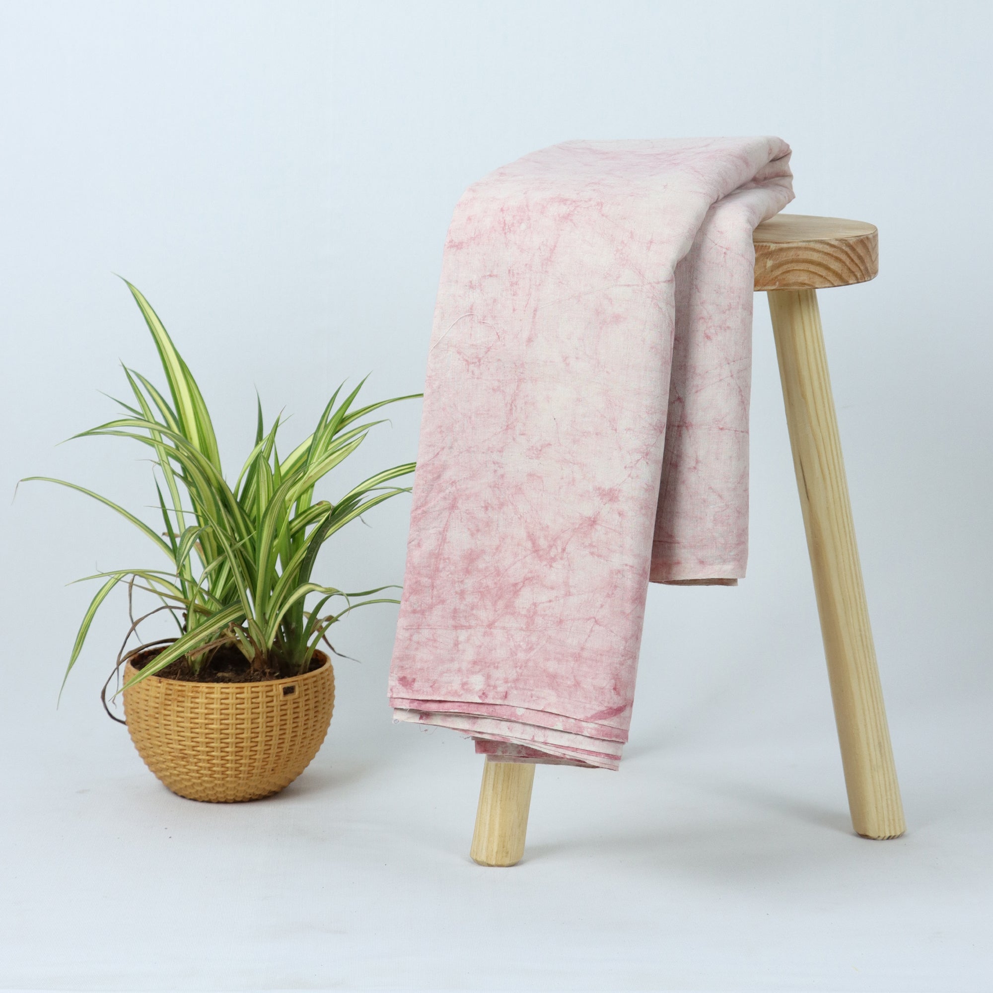 Handmade Pink Tie Dye Natural Cotton Fabric