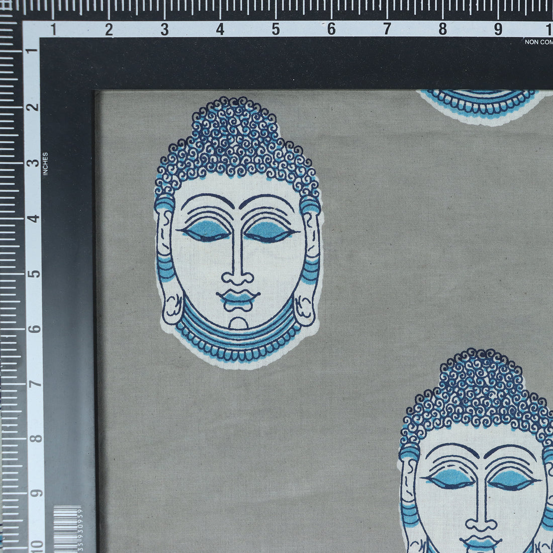 Blue Natural Dyed Handmade Kashish Buddha Print Pure Cotton Sewing Fabric