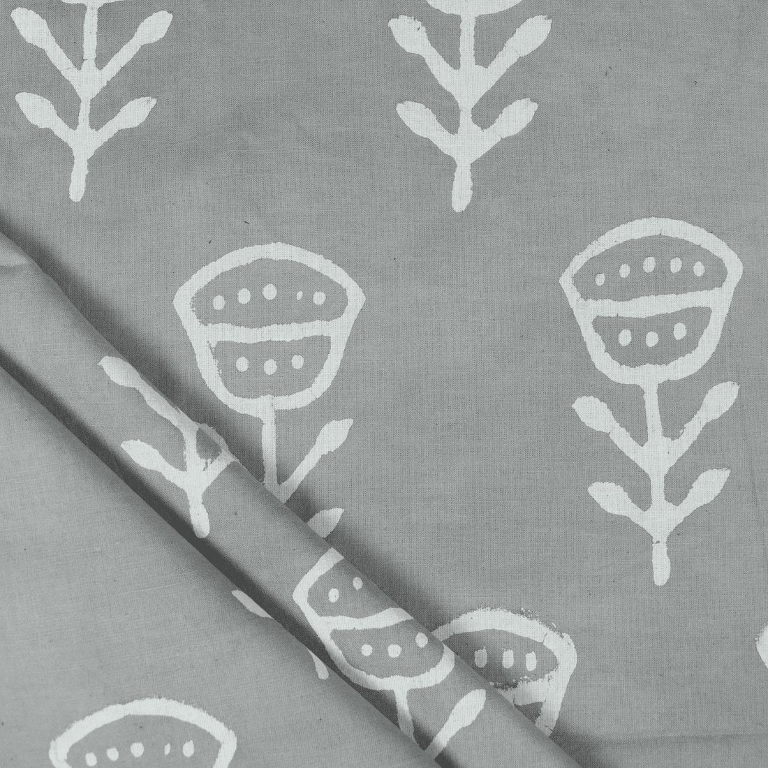 Handmade Floral Print Silk Cotton Fabric