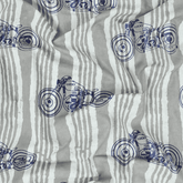 Kashish Blue Bike Print Cotton Fabric