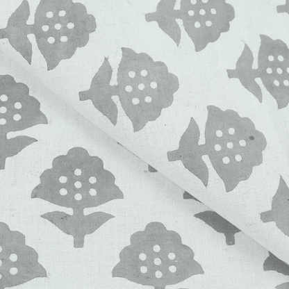 Pure Cotton Kashish Grey Floral Print Fabric