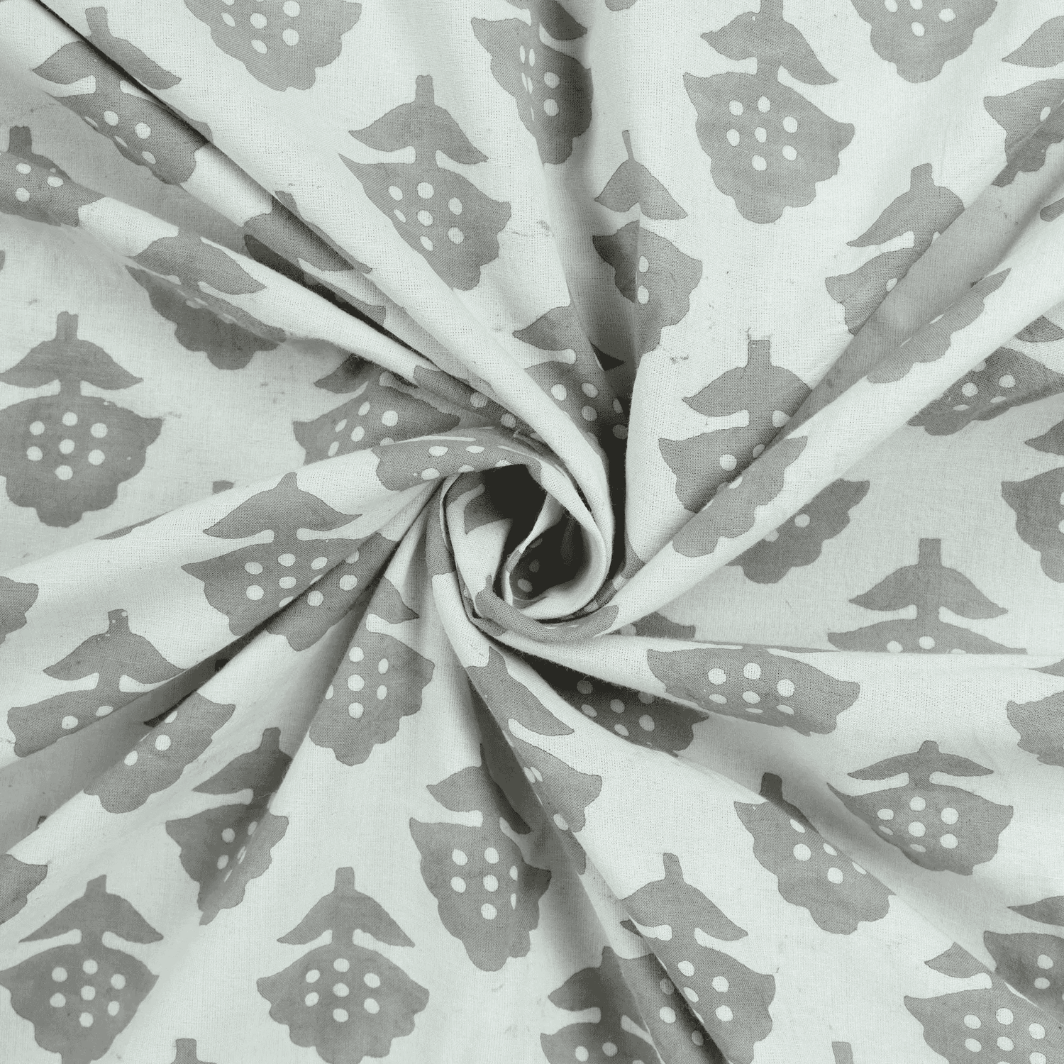 Pure Cotton Kashish Grey Floral Print Fabric