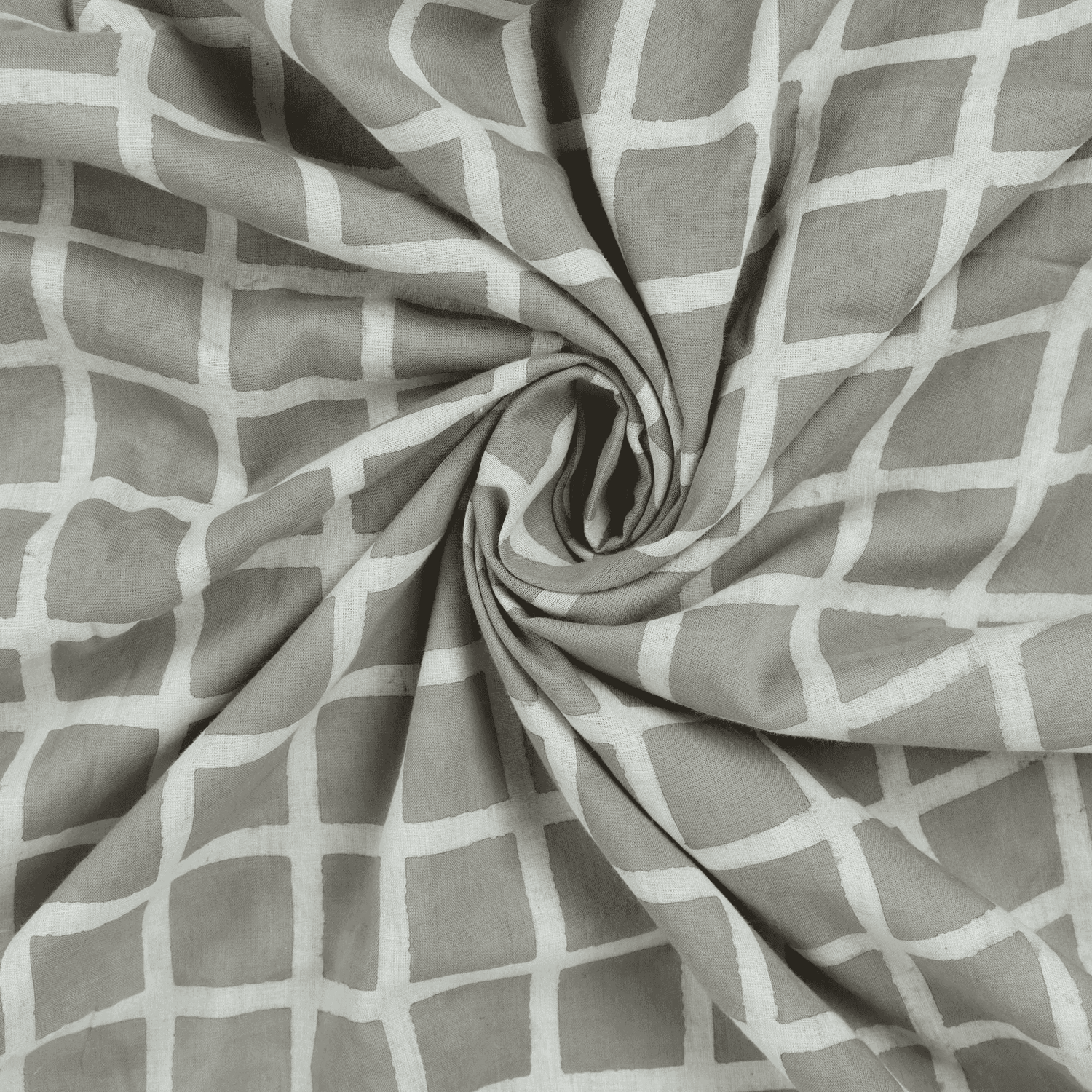 Kashish Jaipur Pure Cotton Geometric Print Fabric Grey