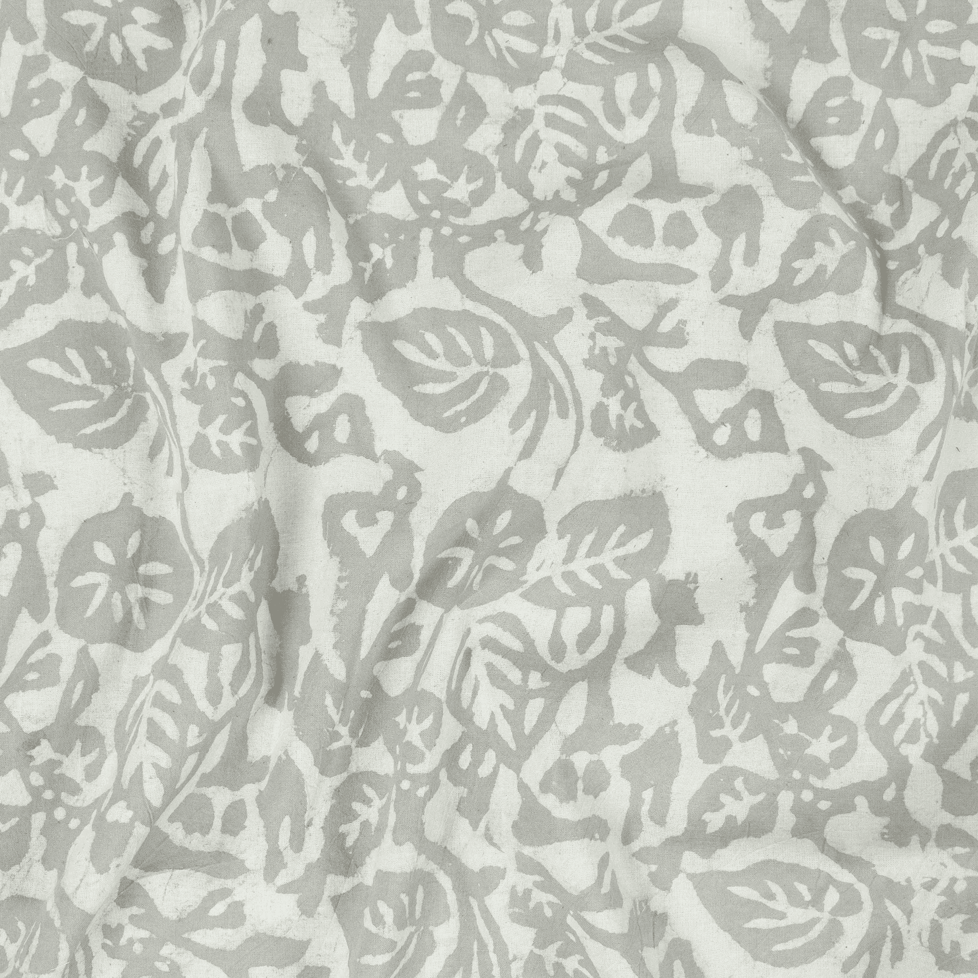 Floral Print Silk Soft Cotton Fabric Kashish White Grey