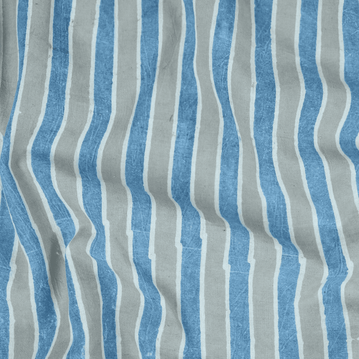 Kashish Sky Blue Stripe Print Cotton Fabric