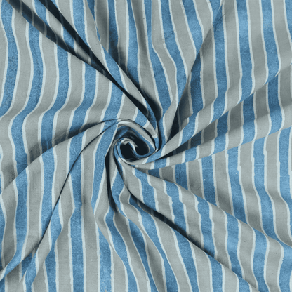Kashish Sky Blue Stripe Print Cotton Fabric