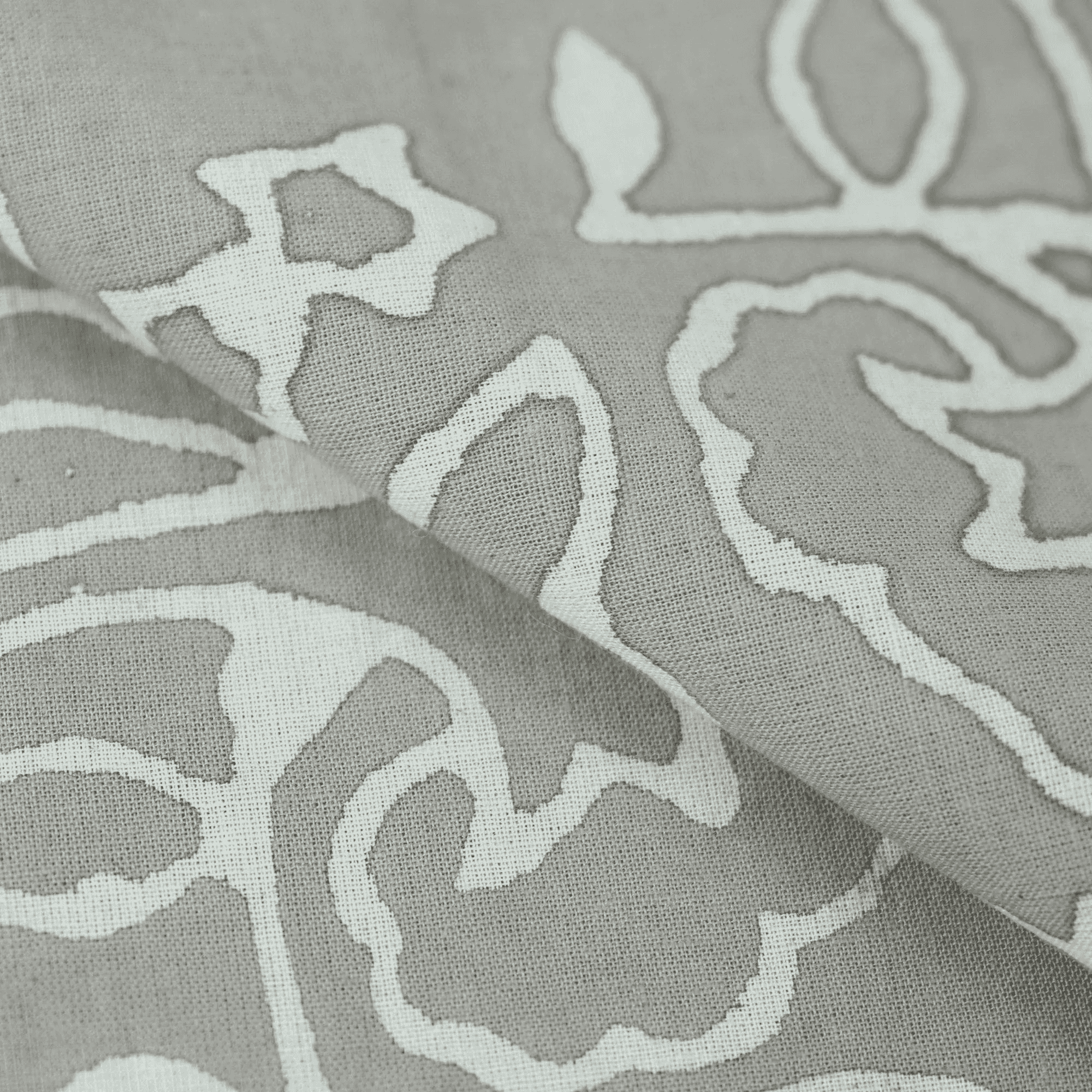 White Kashish Cotton Abstract Print Fabric
