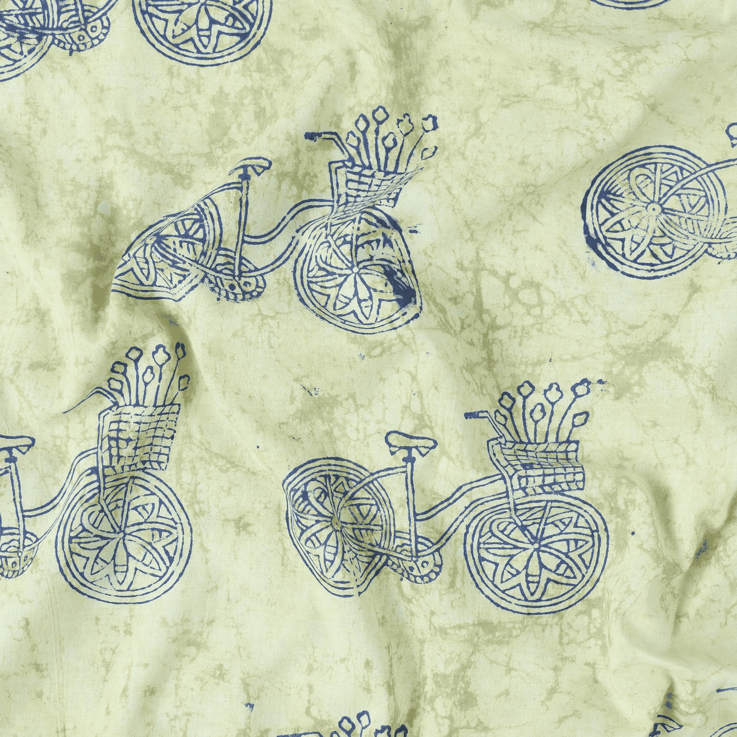 Bicycle Yellow Print Pure Cotton Kashish fabric For Dress Material