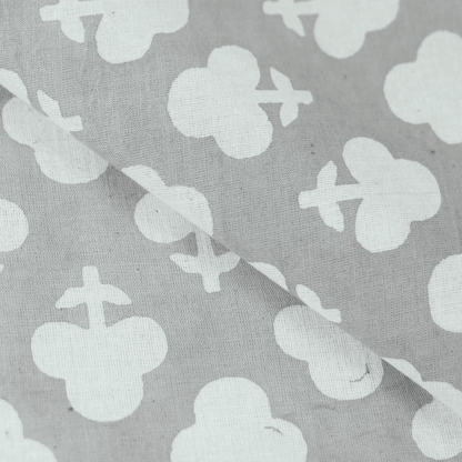 Grey Betel Leaf Print Kashish Organic Cotton Fabric