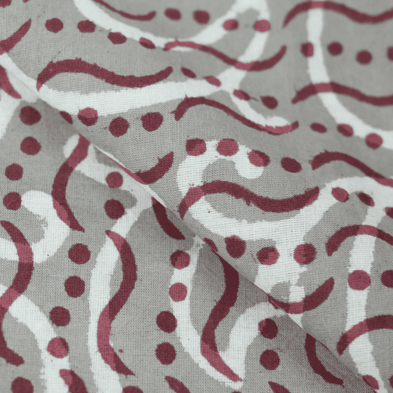 Grey Abstract Print Fabric, Jaipur Block Print Fabric