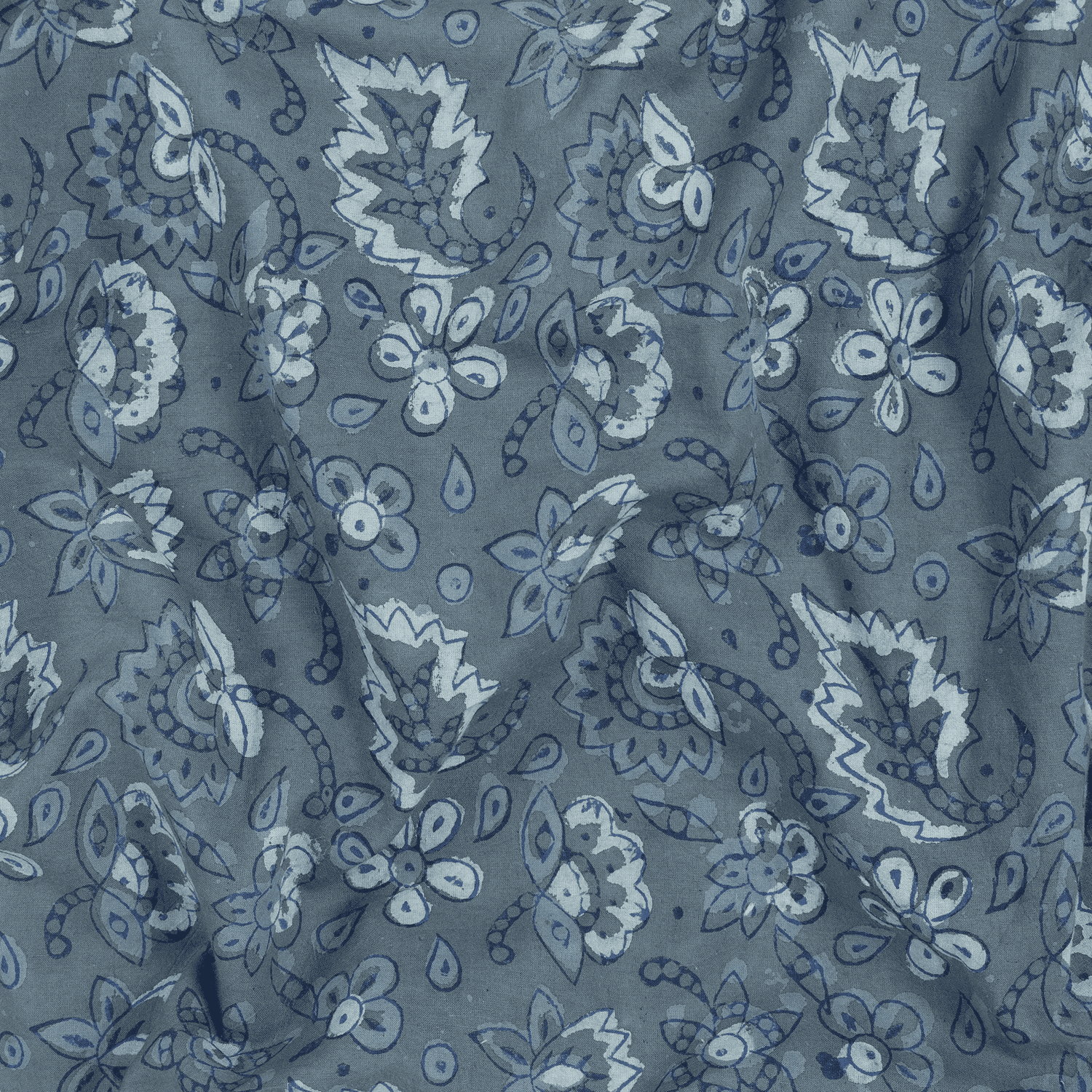 Dark Grey Floral Print Fabric