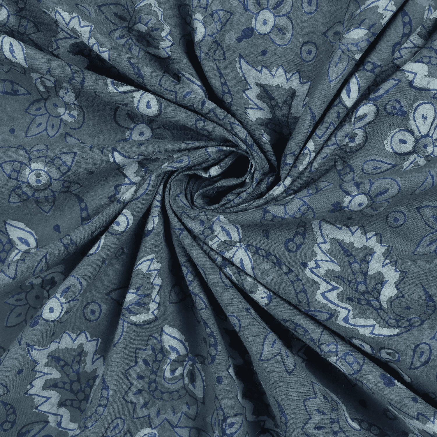 Dark Grey Floral Print Fabric