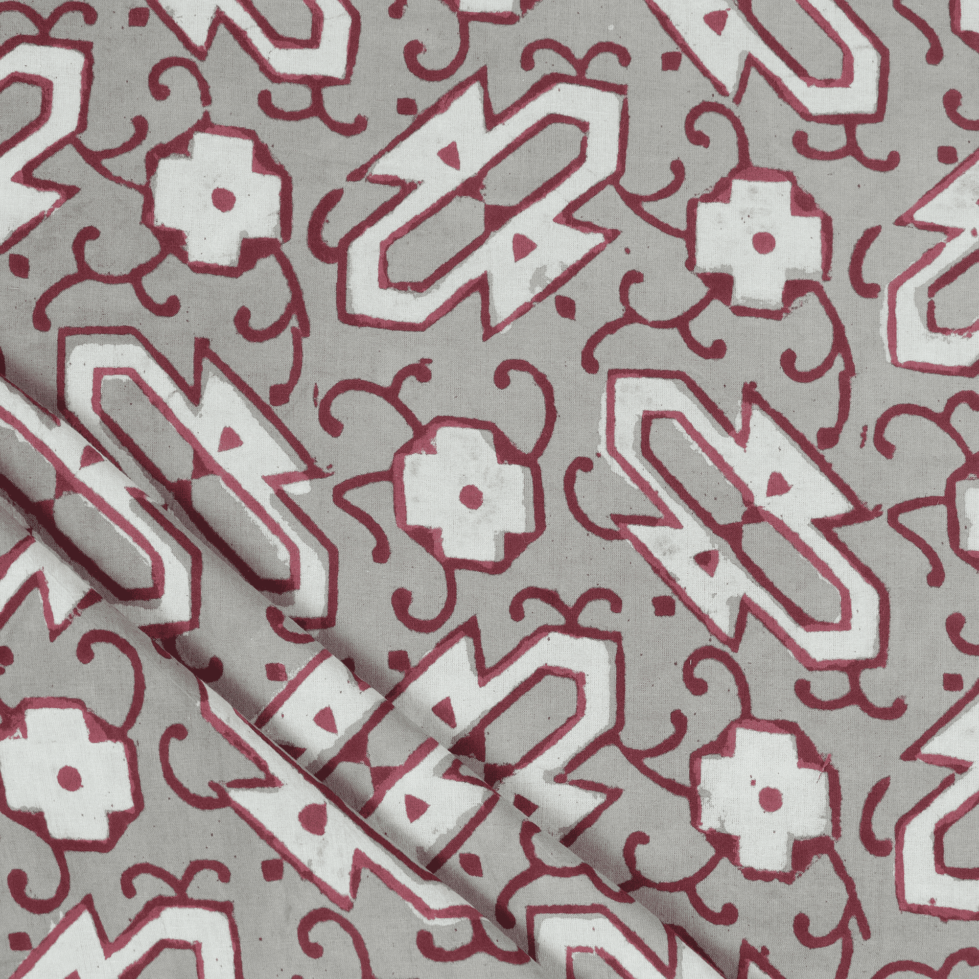 Grey Indian Ethnic Print Kashish Jaipuri Fabric