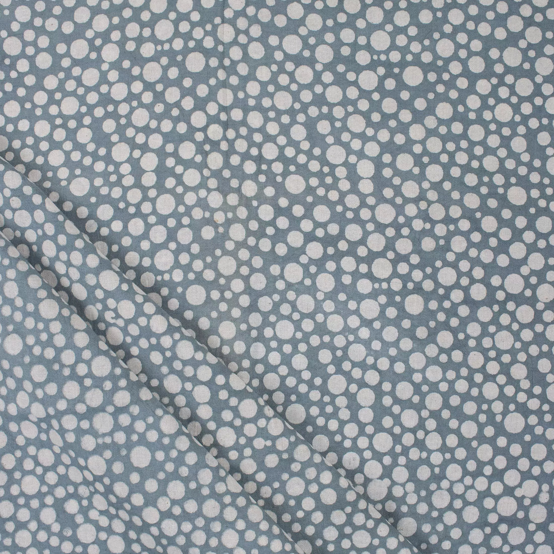 Blue Polkas Dots Printed Cotton Kashish Running Fabric