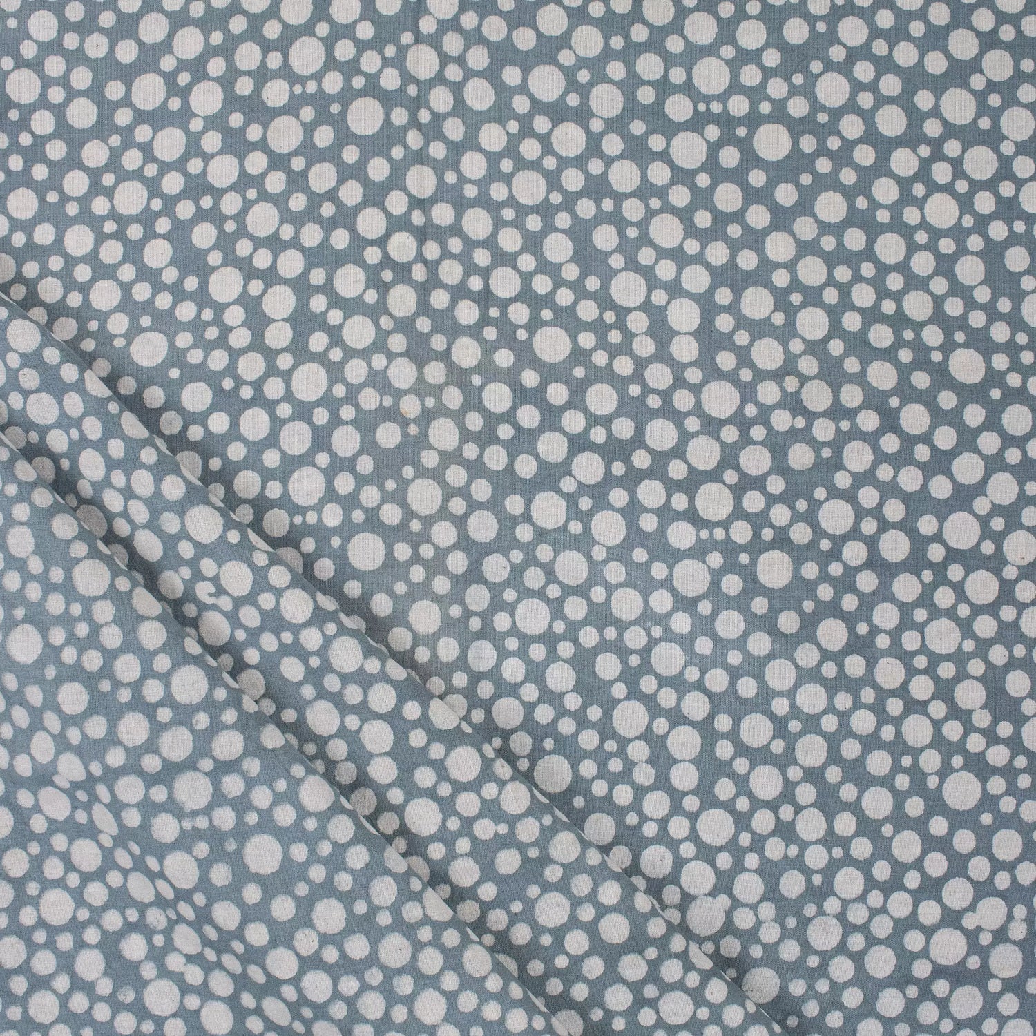 Blue Polkas Dots Printed Cotton Kashish Running Fabric