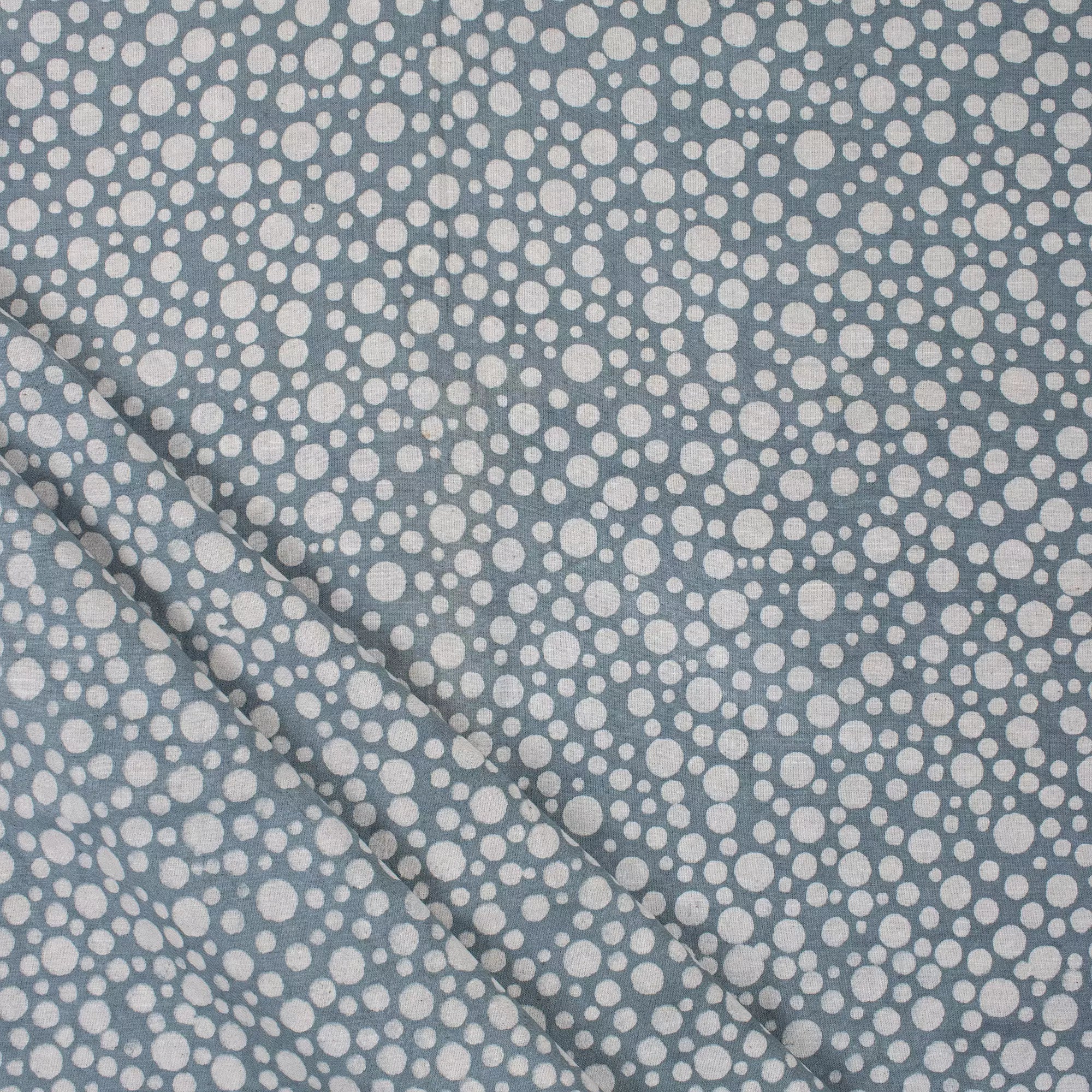 Blue Polkas Dots Printed Cotton Kashish Running Fabric