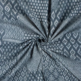 Blue Block Printed Cotton Kashish Fabric