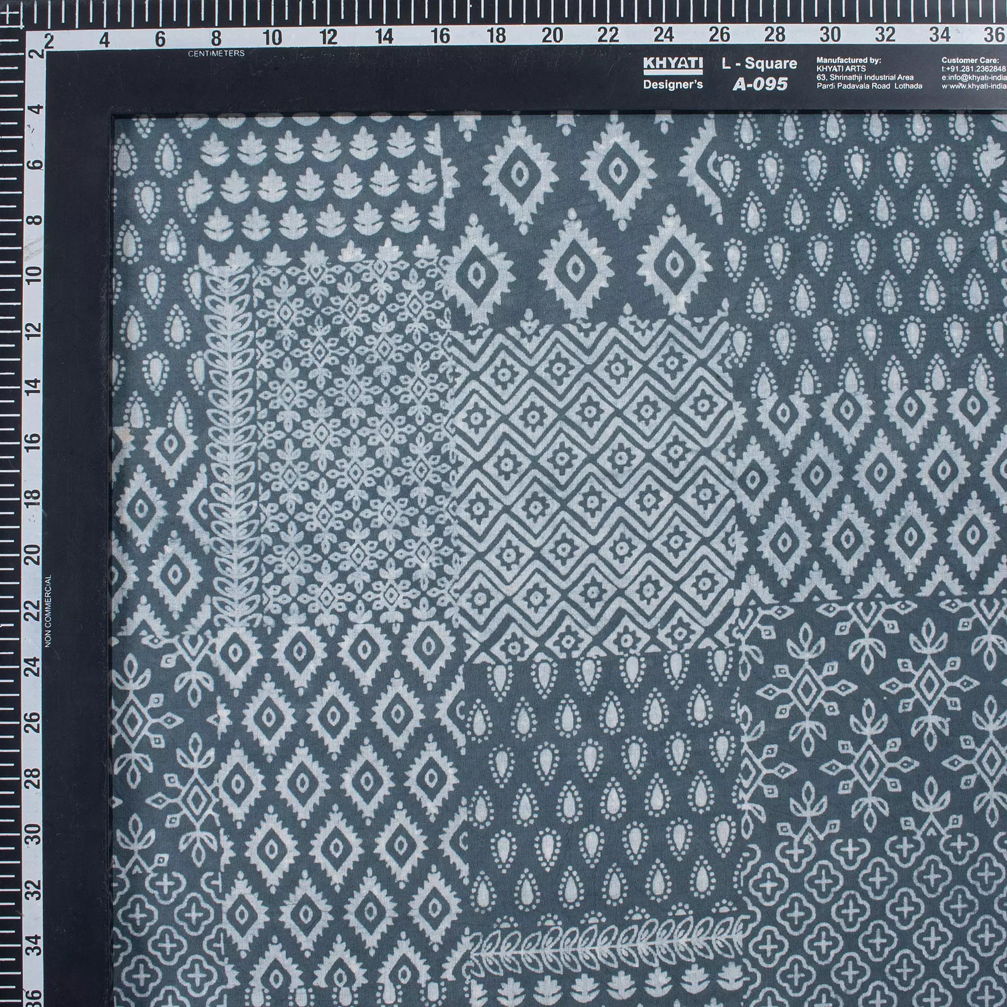 Blue Block Printed Cotton Kashish Fabric
