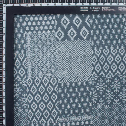 Blue Block Printed Cotton Kashish Fabric